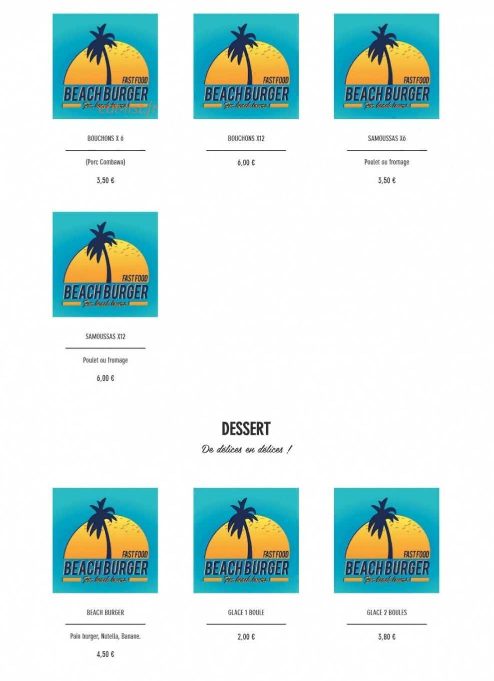 Beach Burger — carte page 5