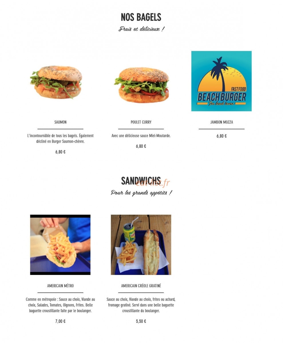 Beach Burger — carte page 3