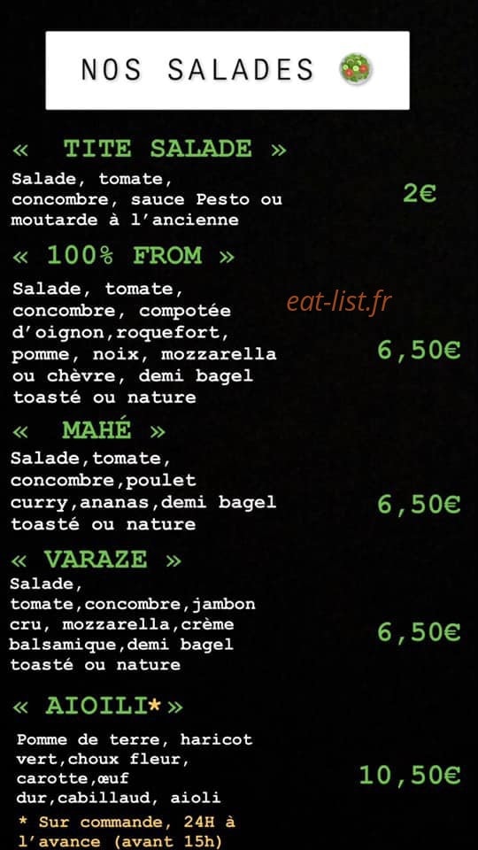 Homemade bagel — carte page 1