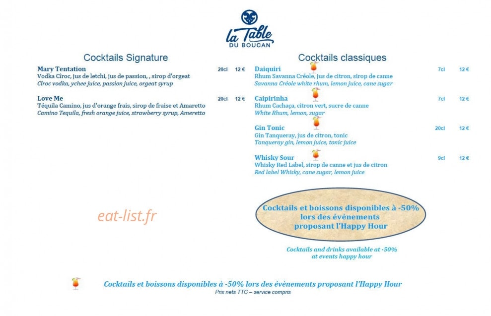 La Table du Boucan — carte page 4