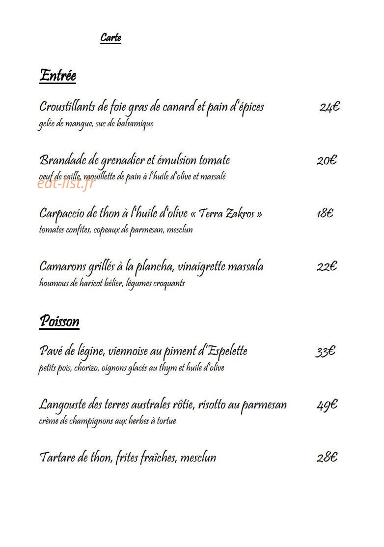Le Beau Rivage — carte page 1