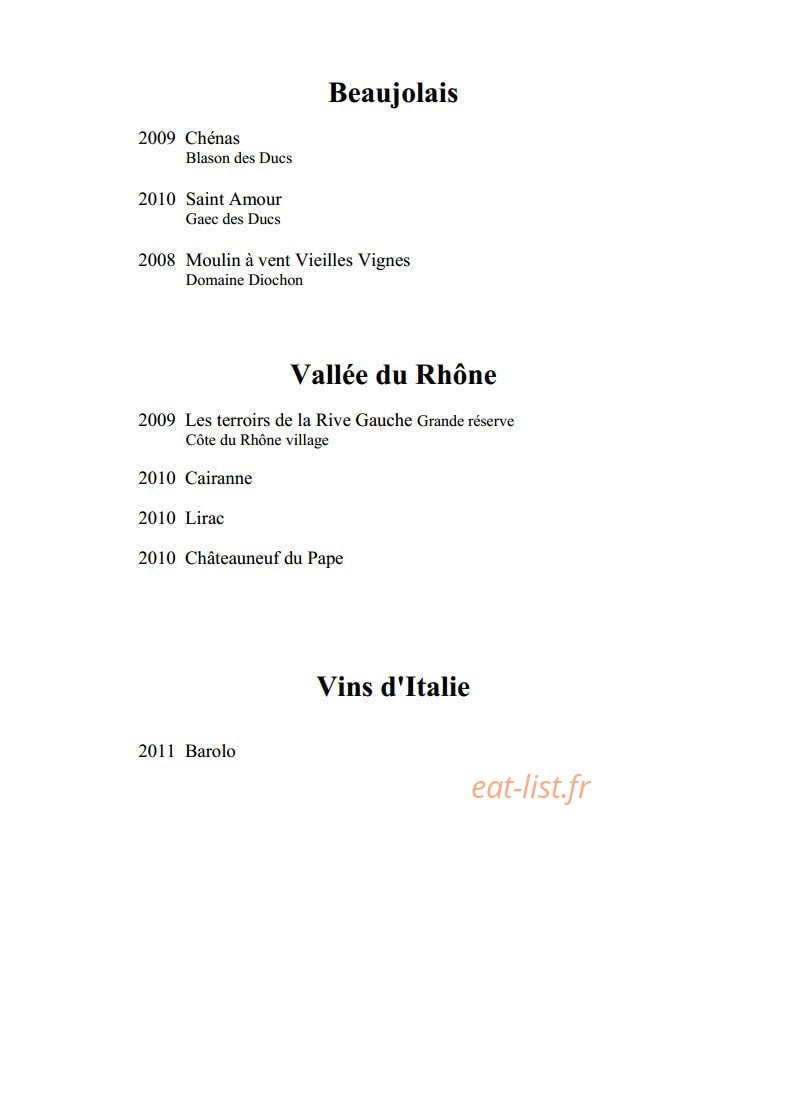Le Beau Rivage — carte page 6