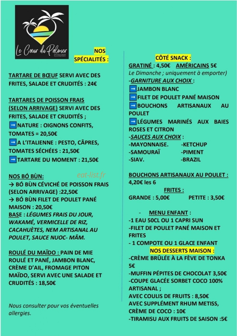 Le Cœur Du Palmier — carte page 1