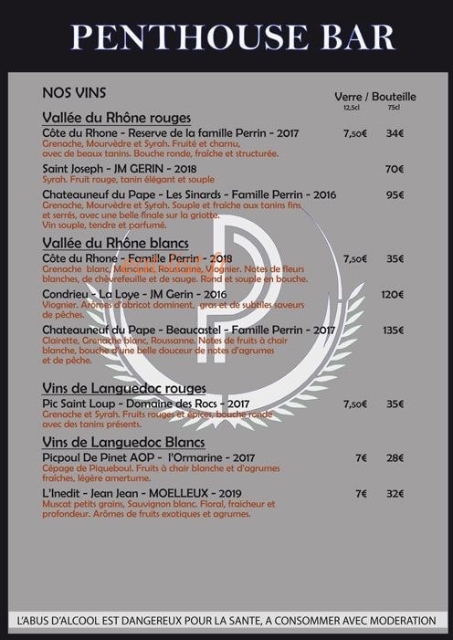 Le Rooftop — carte page 11