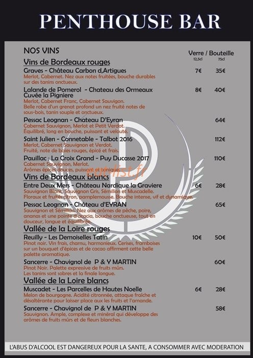 Le Rooftop — carte page 12