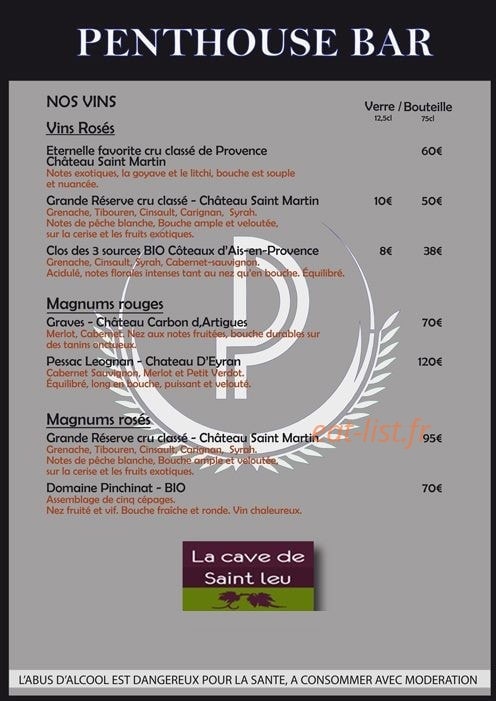 Le Rooftop — carte page 13