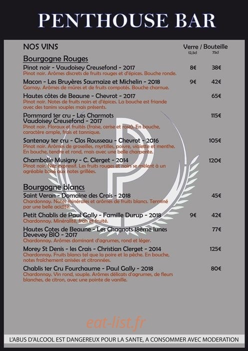 Le Rooftop — carte page 10