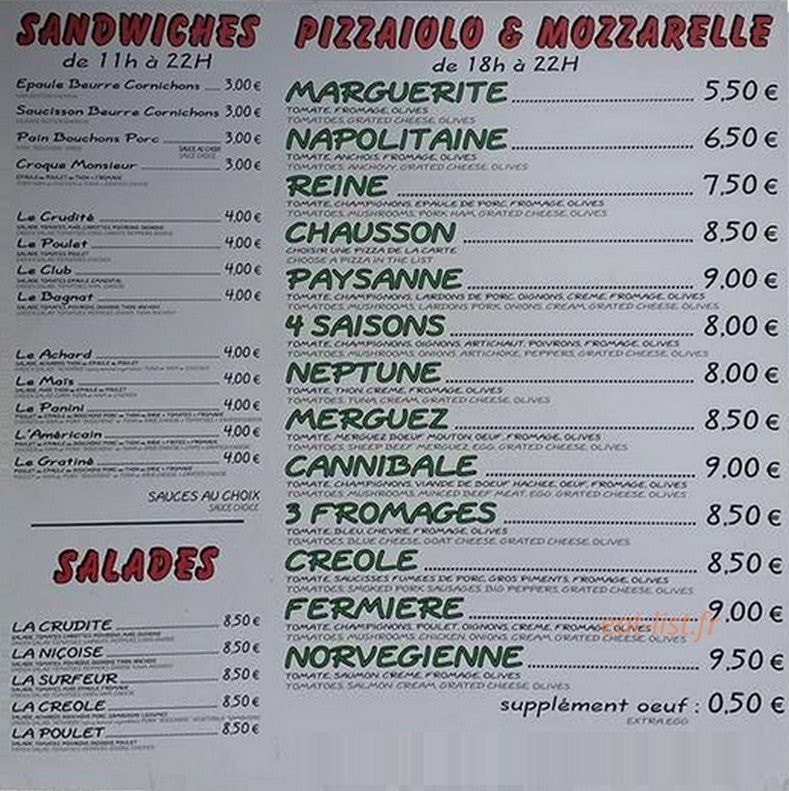 Pizzaiolo et mozzarelle — carte page 2