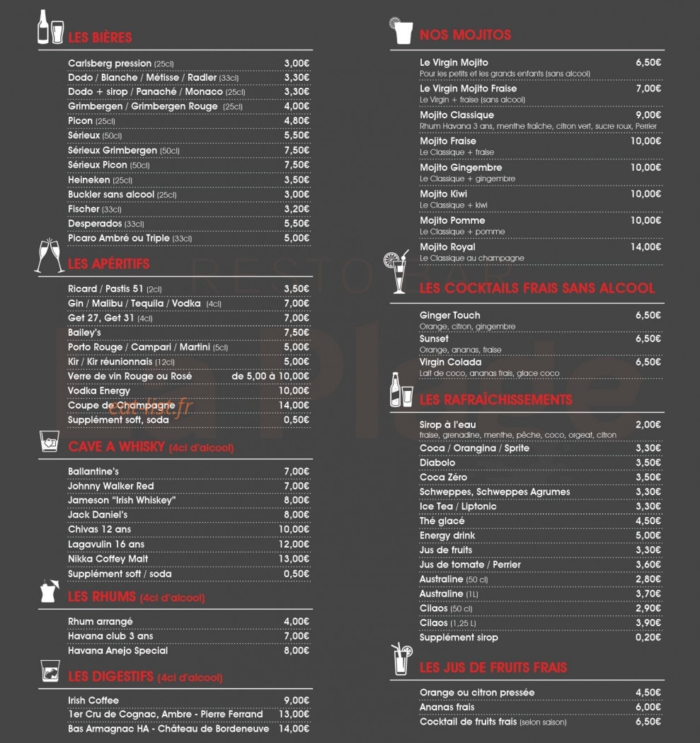 Resto'Bar La Plage — carte page 4