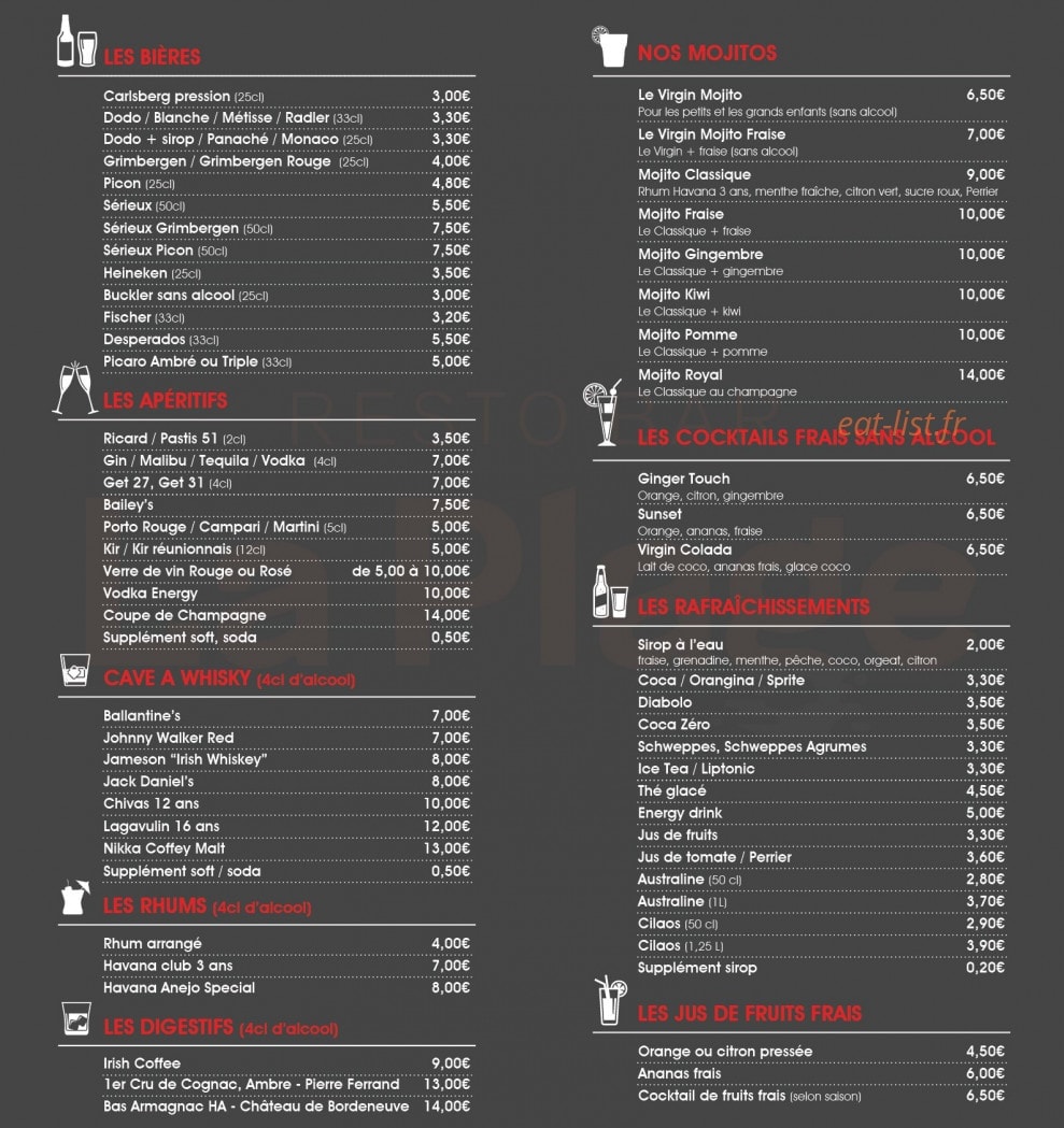 Resto'Bar La Plage — carte page 3