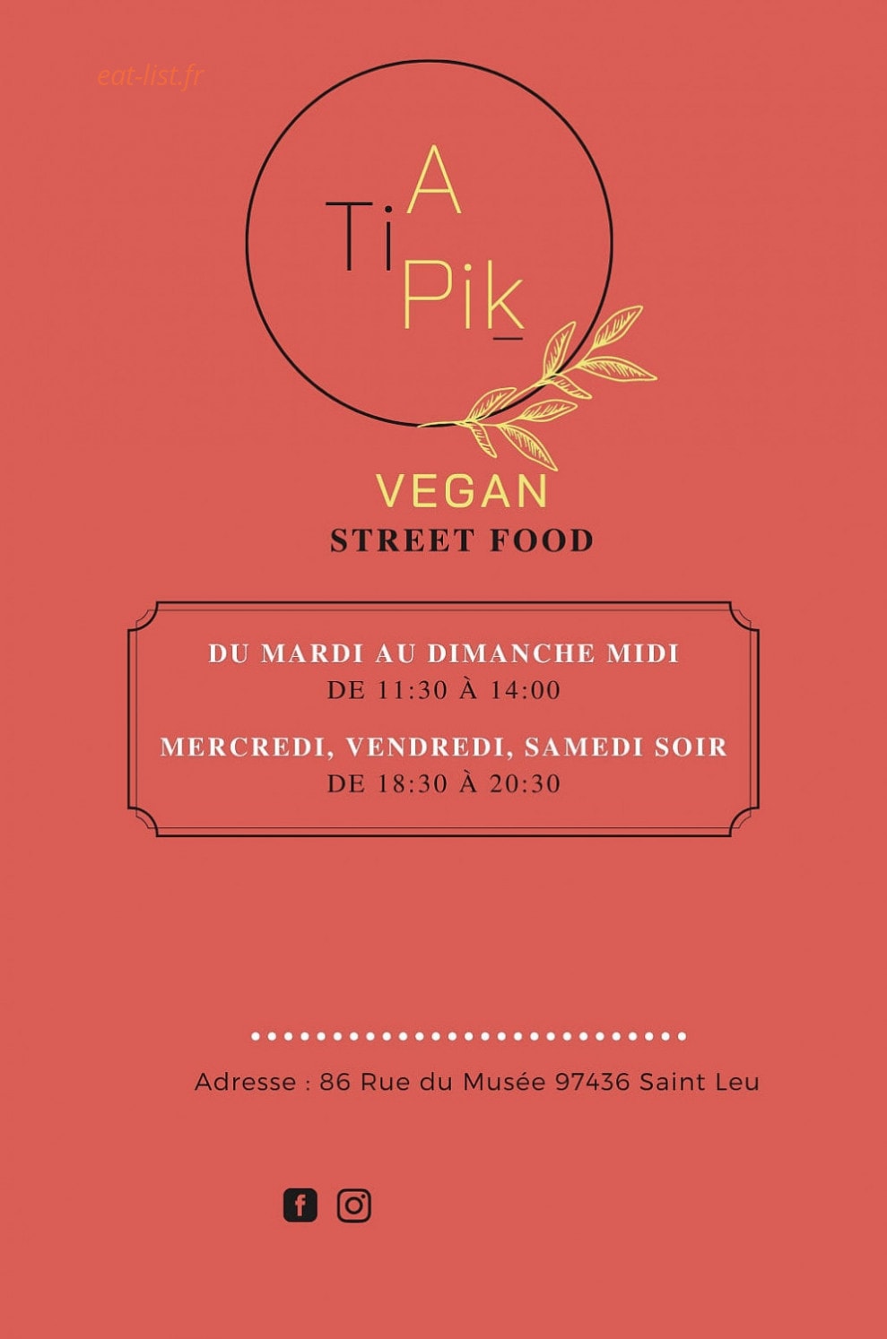 Atipik Street Food — carte page 1