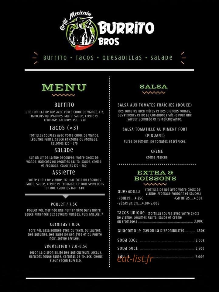 Burrito Bros — carte page 1