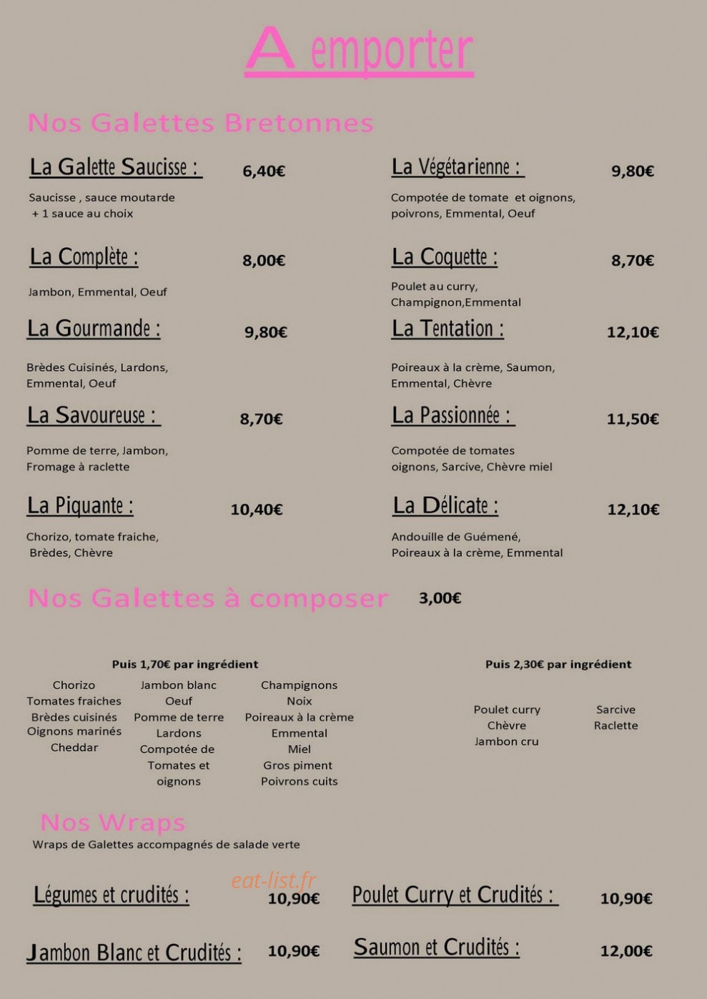Case Gourmande — carte page 3