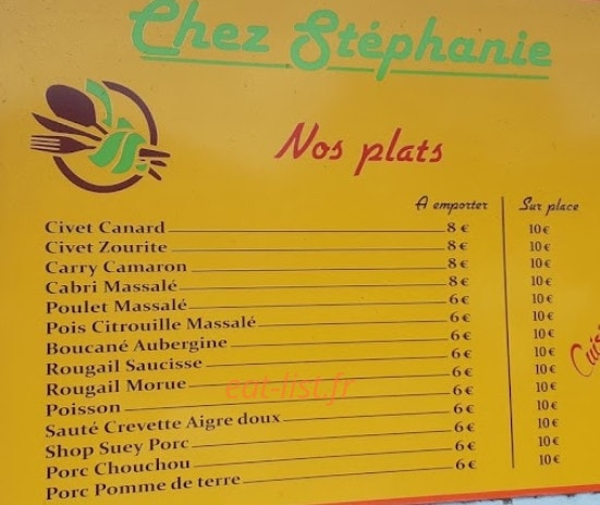 Chez Stéphanie — carte page 1