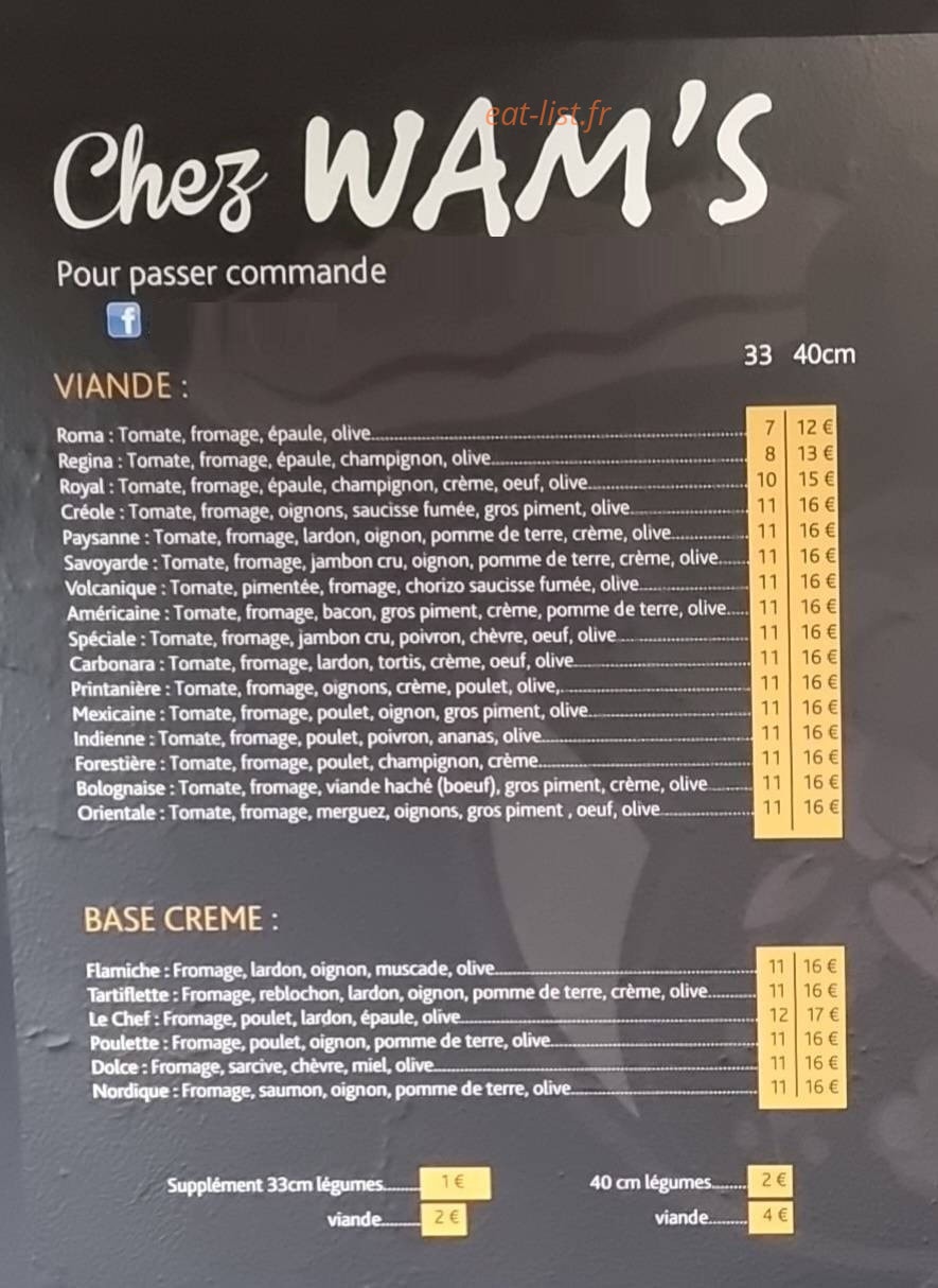 Chez Wam's — carte page 1