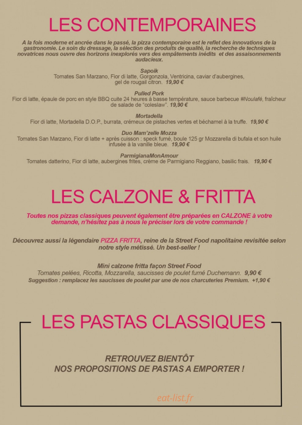 MamˋZelle pizza — carte page 3