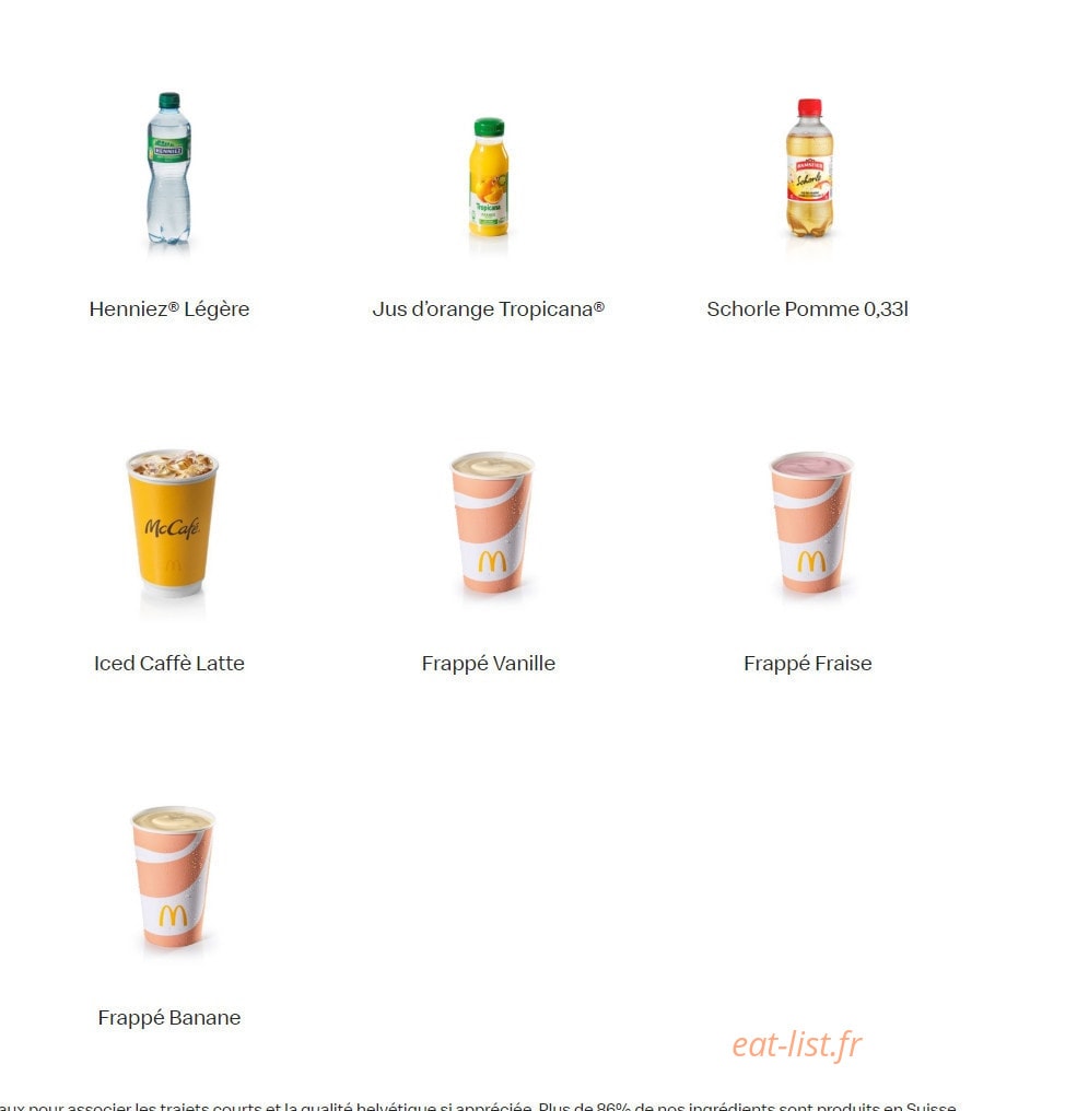 Mc Donald's — carte page 16