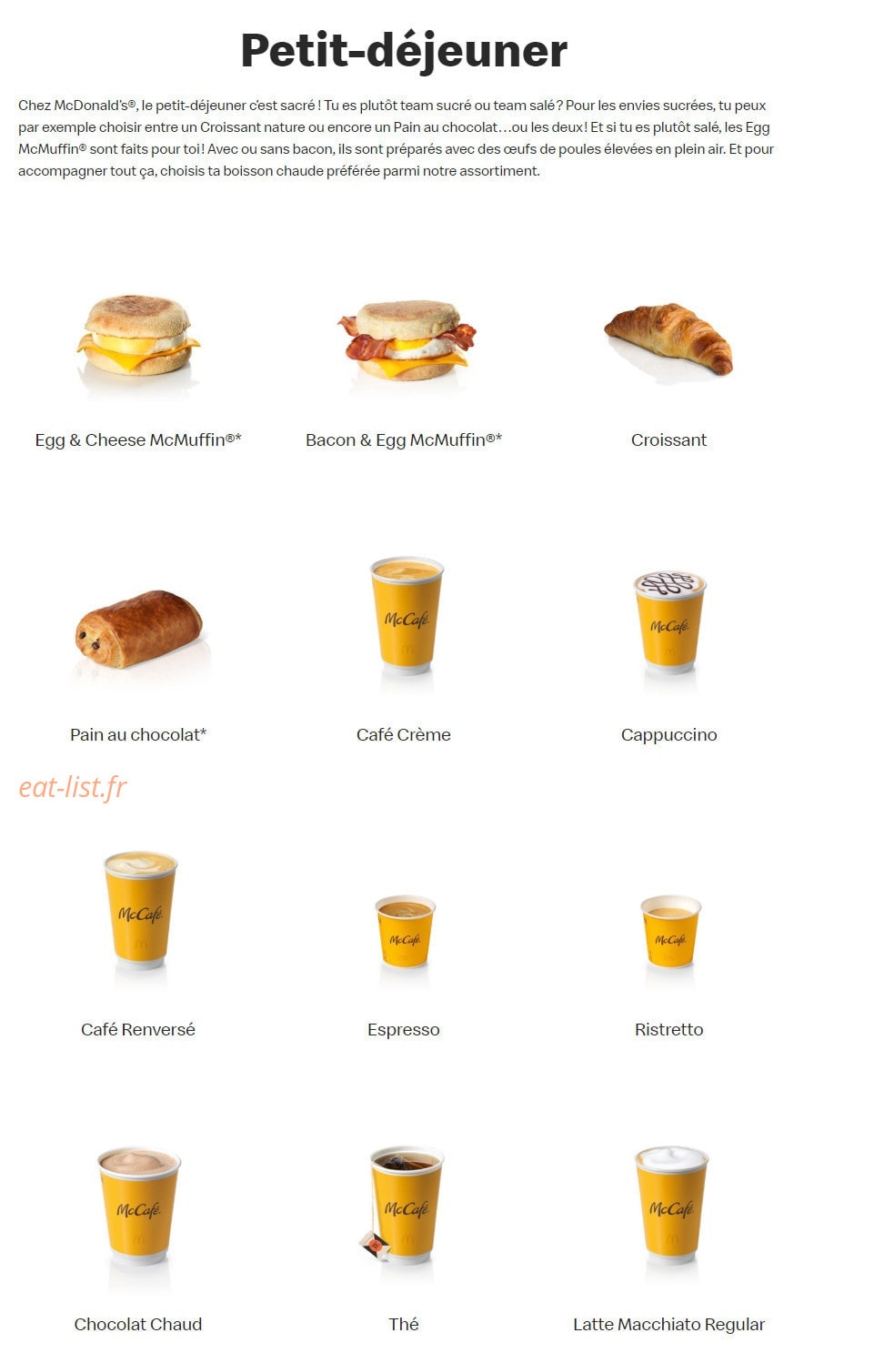 Mc Donald's — carte page 20