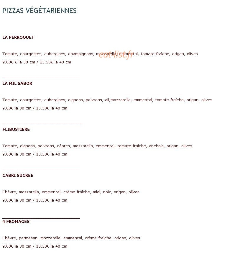 Pizza Pirate — carte page 4