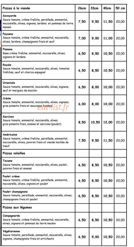Pizza Chez Simon — carte page 3