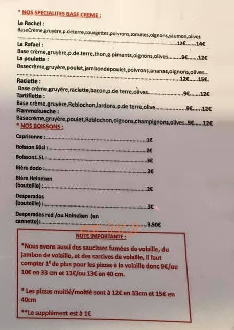 Pizza la mifa K — carte page 2