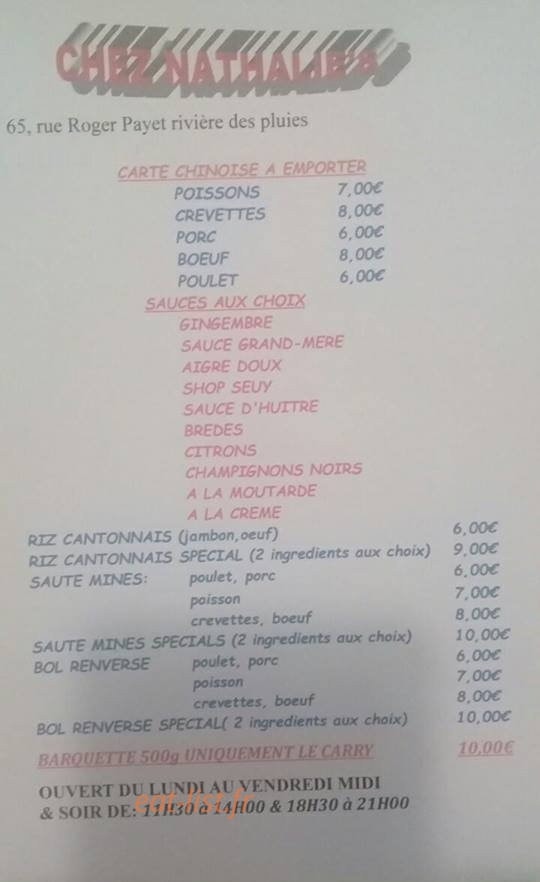 Chez Nathalie — carte page 1