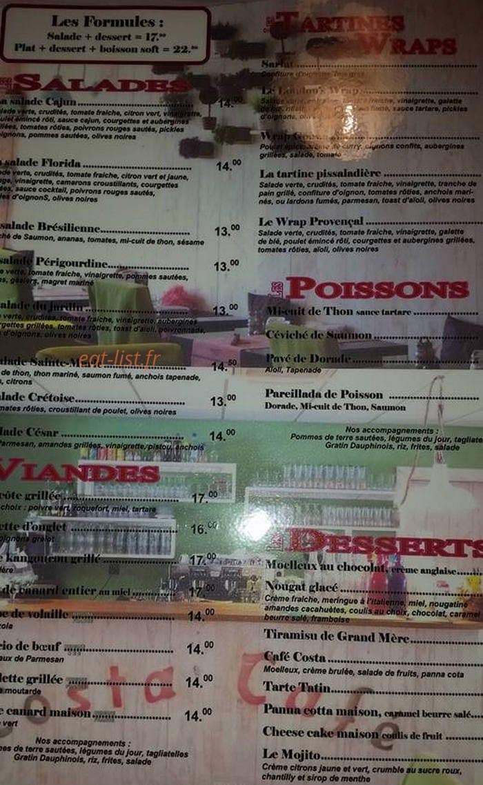 Costa Caffe — carte page 1