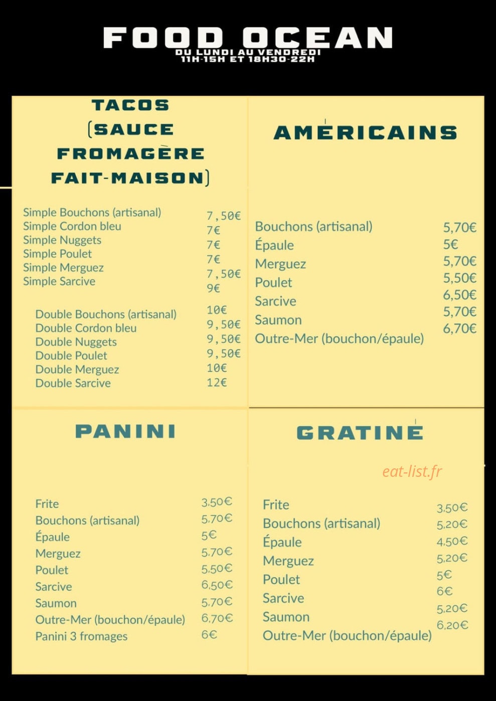 Food Ocean — carte page 1
