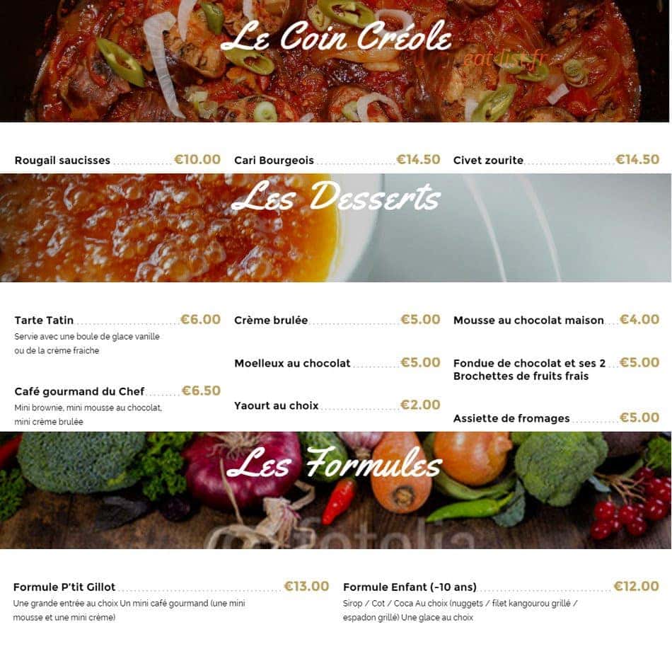 Le P'tit Gillot — carte page 2