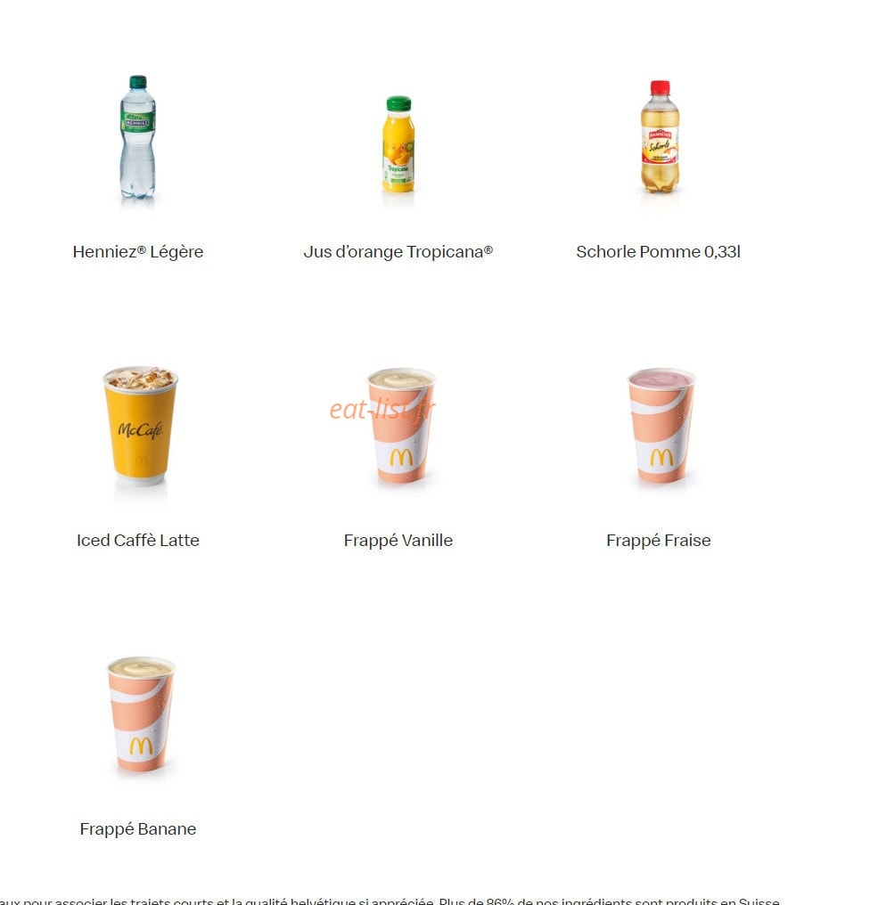 Mc Donald's — carte page 16