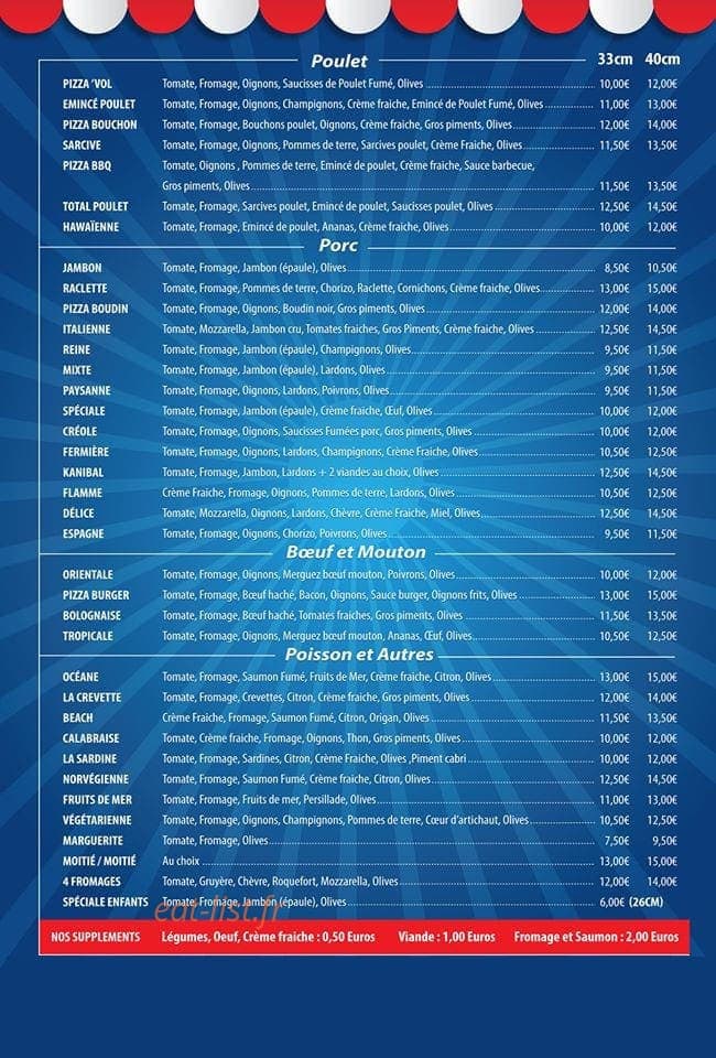 Pizza Da Kour — carte page 1