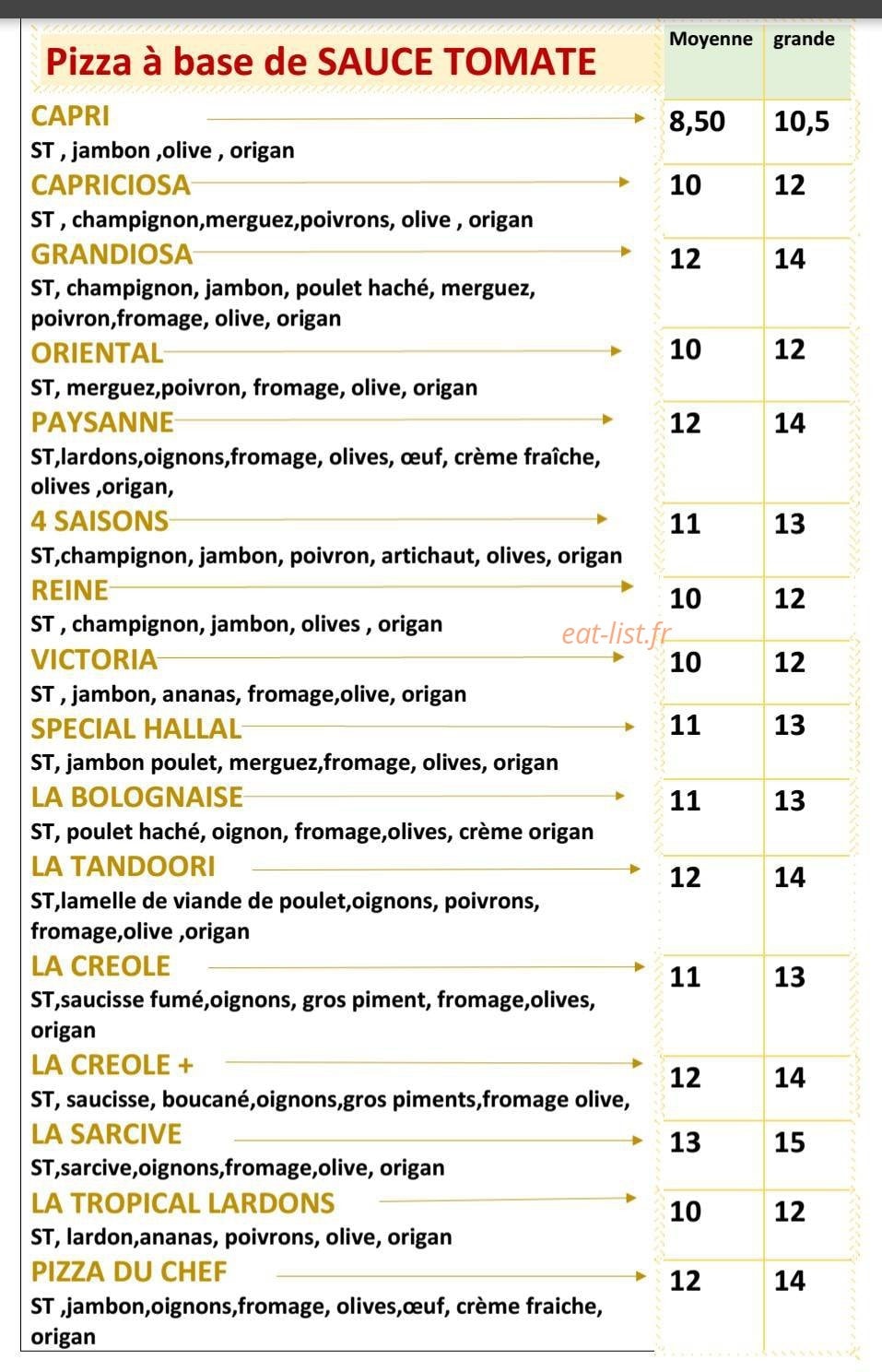 Pizza Délices — carte page 1