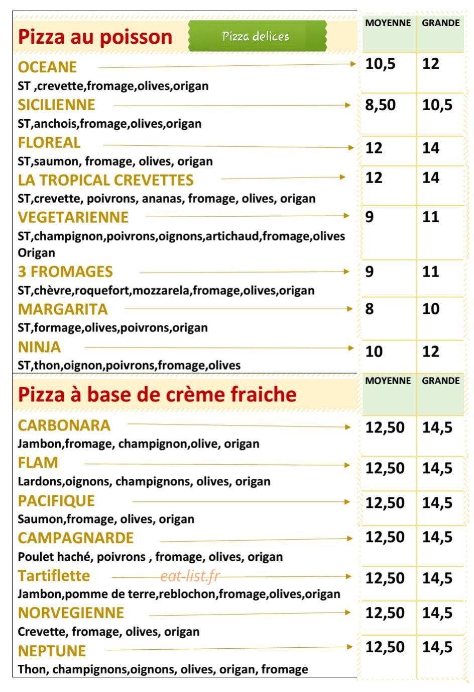 Pizza Délices — carte page 2