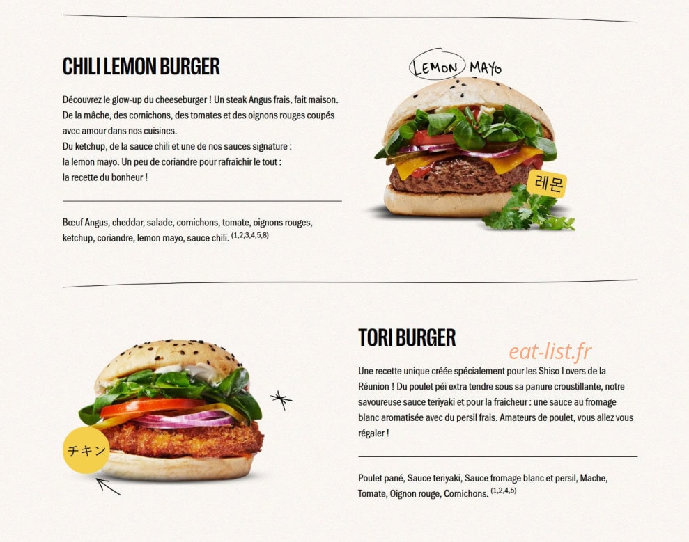 Shiso Burger — carte page 2