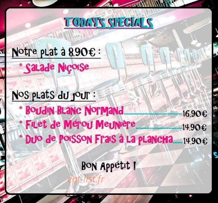 Tommy's Diner Café — carte page 1