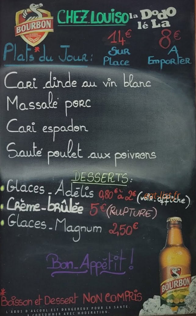 Chez Louiso — carte page 1