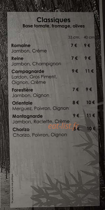 Pizzeria Les Bambous — carte page 4