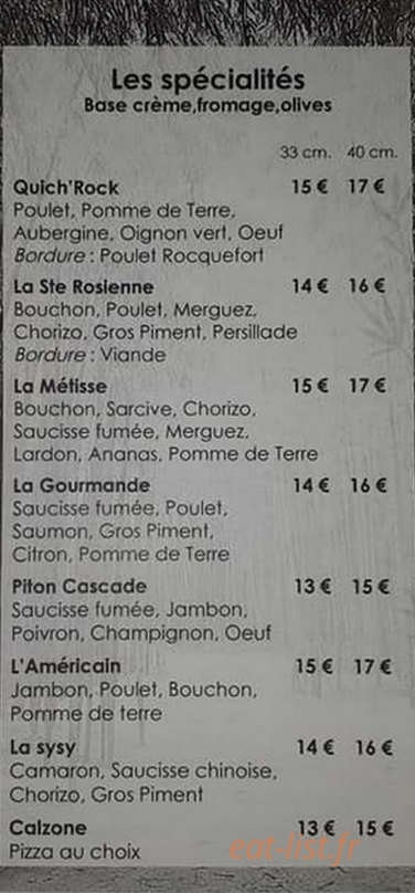 Pizzeria Les Bambous — carte page 2