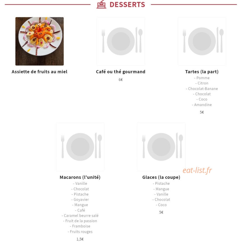 Restaurant Coulée 77 — carte page 6