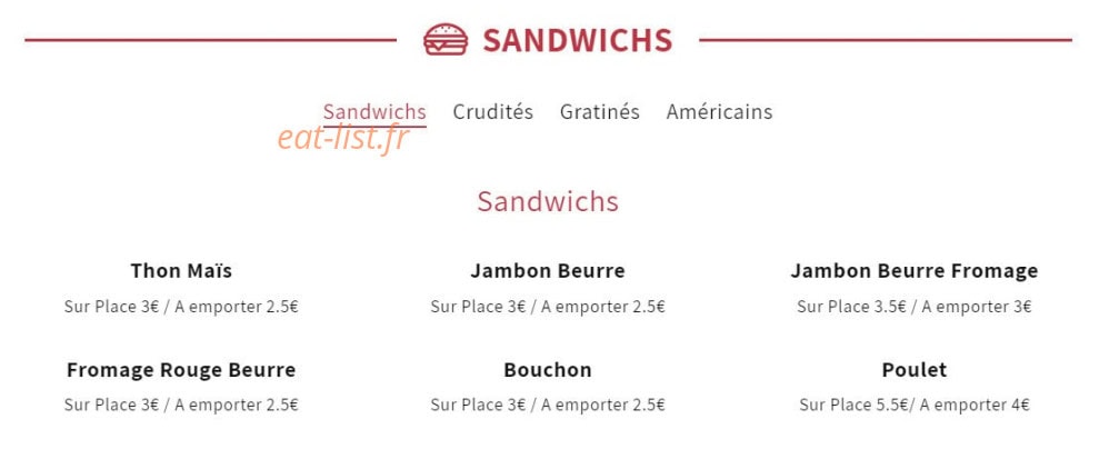Restaurant Coulée 77 — carte page 2