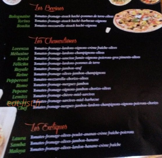Fayard Pizza — carte page 1