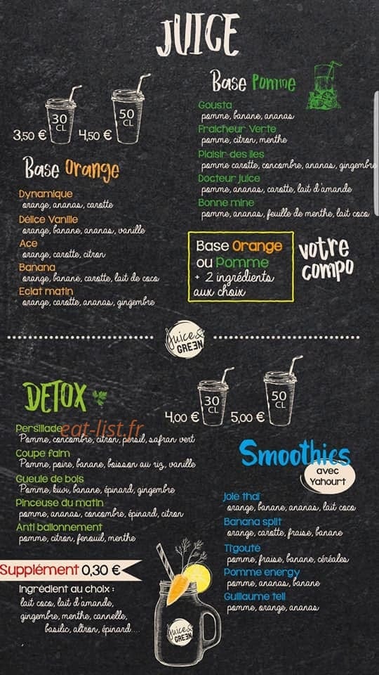 Juice & Green — carte page 3