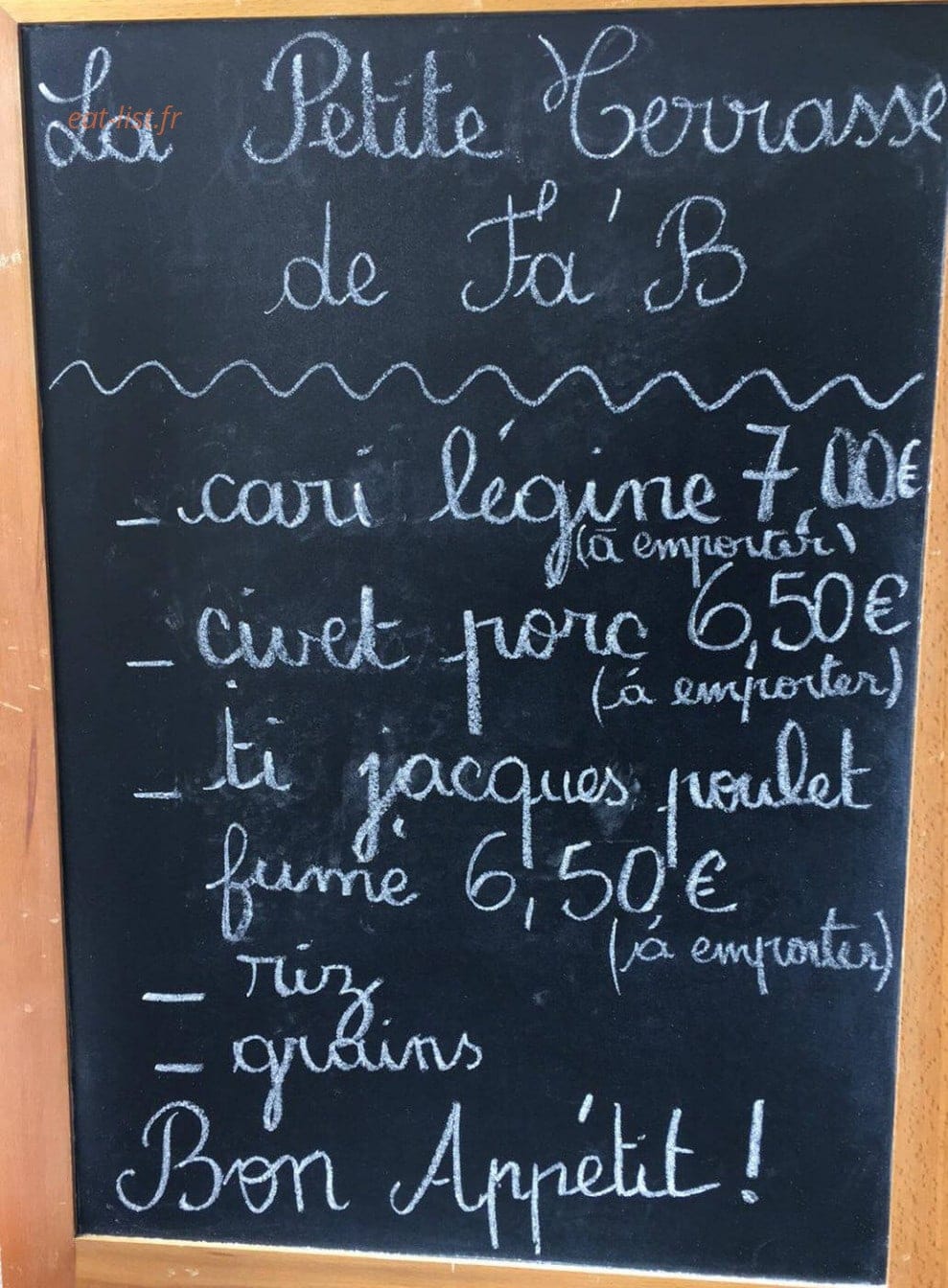 La Petite Terrasse de Fa'B — carte page 1