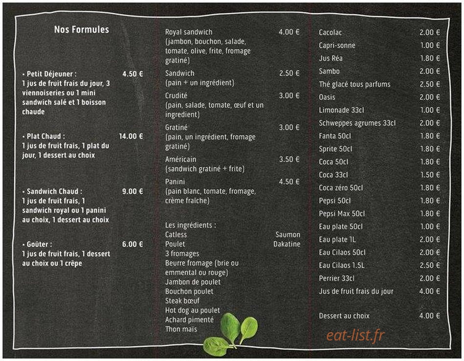 Le Ptit Chef — carte page 1