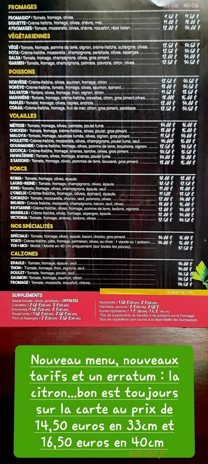 M'Catan Pizza — carte page 1