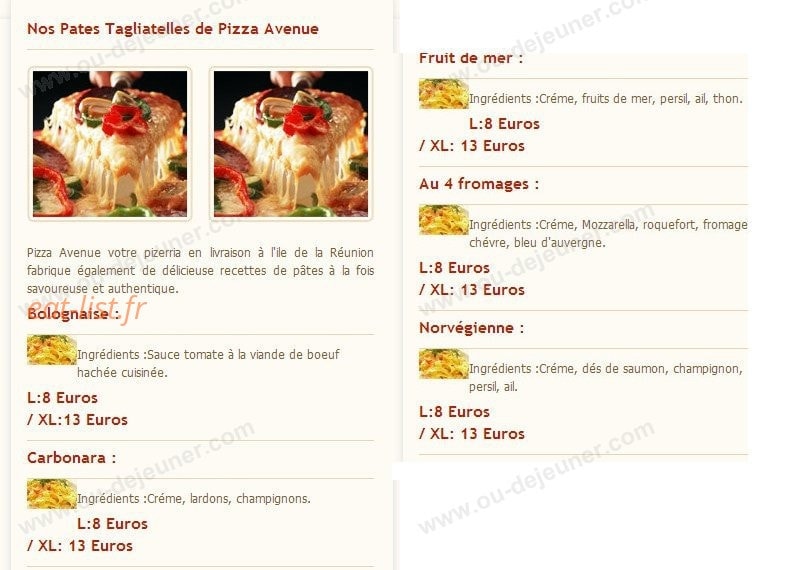 Pizza Avenue — carte page 3