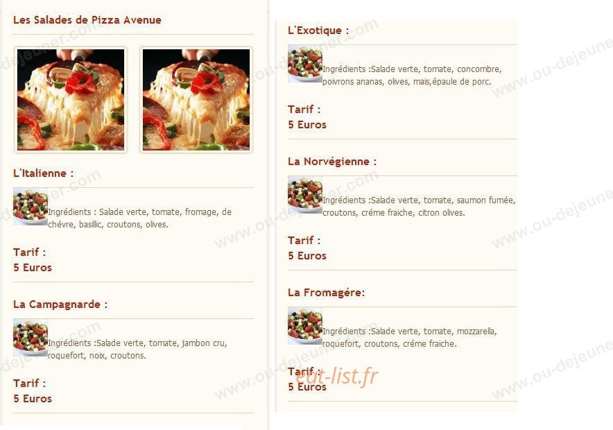Pizza Avenue — carte page 4