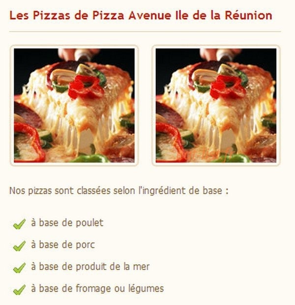 Pizza Avenue — carte page 1