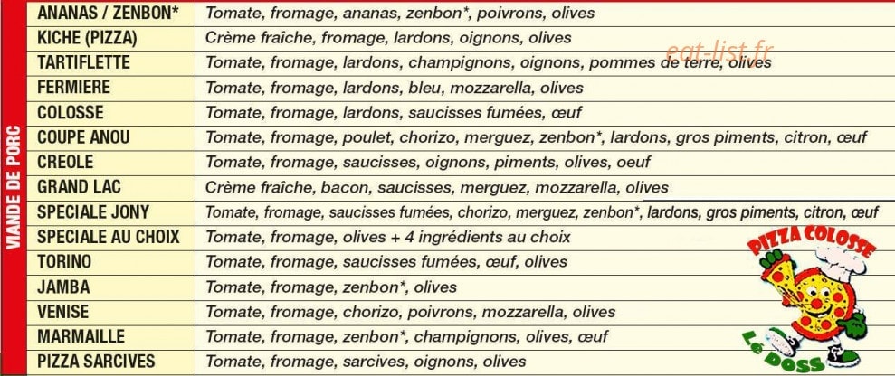 Pizza Colosse — carte page 4