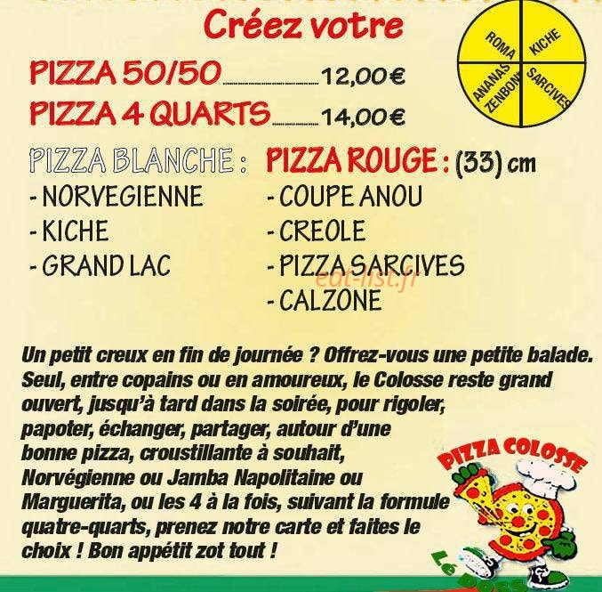 Pizza Colosse — carte page 2
